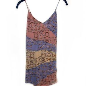 floral stripe open back strappy tank/mini dress